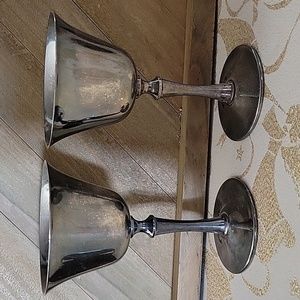 2 Vintage DE Uberti Italy Wine Champagne Silver Plated Goblets